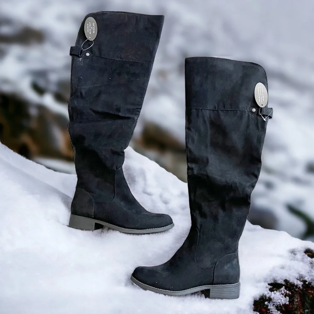 Sun+Stone Allicce Round-Toe Zip Up Dress Boots, Wide Calf, Black Size 8 NEW